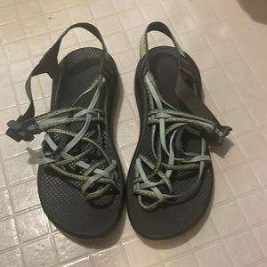 multi colored chacos